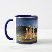 Lapin dans la Lune Lapin Famille Mug Marine Bleu f (Gauche)