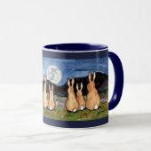 Lapin dans la Lune Lapin Famille Mug Marine Bleu f (Devant droit)