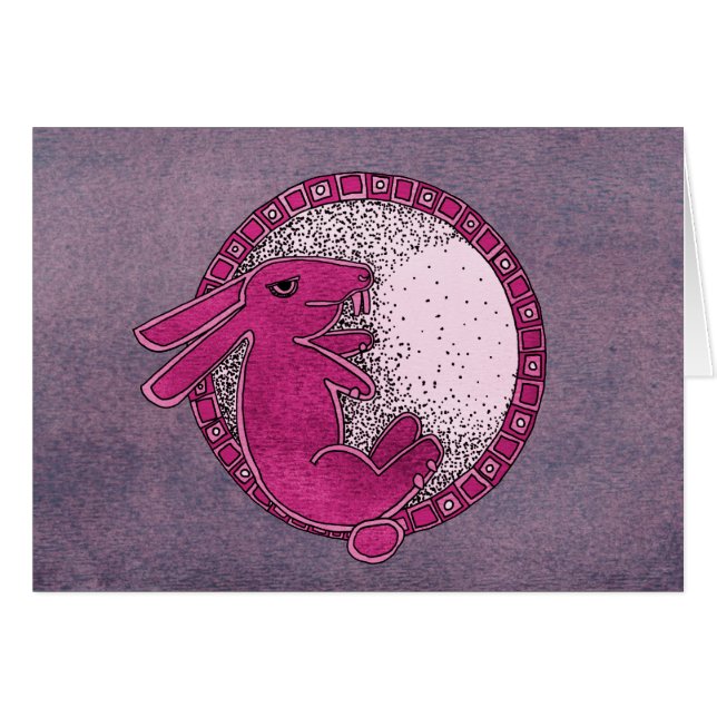 Lapin dans la lune (rose/pourpre) (Devant horizontal)