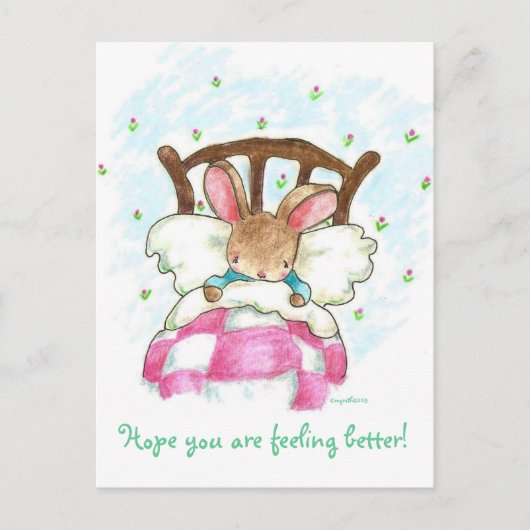 lapin dans le lit obtenir bonne carte postale (Devant)