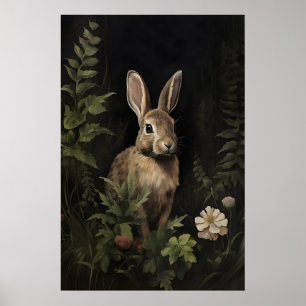 Lapin dans une impression sur toile de forêt verte