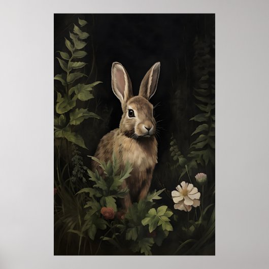 Lapin dans une impression sur toile de forêt verte (Devant)