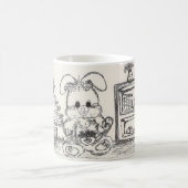 Lapin dans une tasse faisante le coin de croquis (Centre)