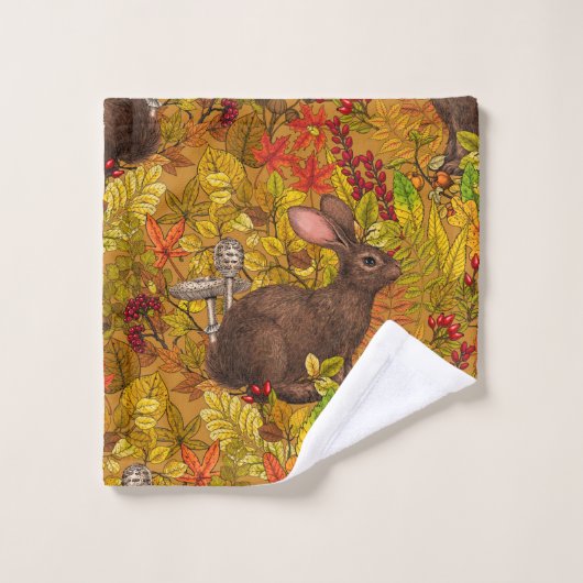 Lapin d'automne sur ocre (Gant de toilette)