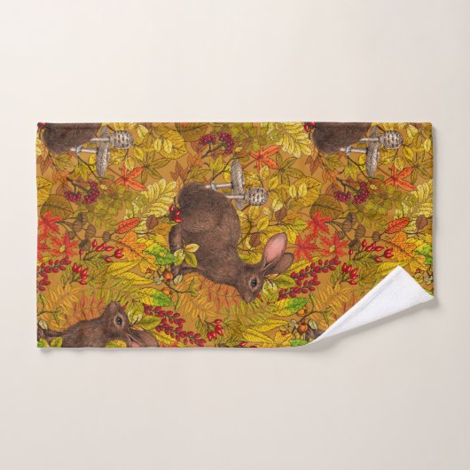 Lapin d'automne sur ocre (Serviette à main)