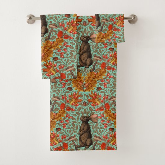 Lapin d'automne sur vert clair (En situation)