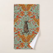 Lapin d'automne sur vert clair (Serviette à main)