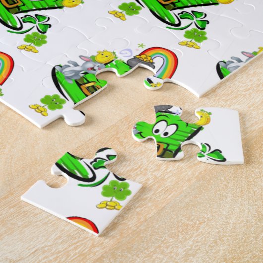 Lapin de la Saint-Patrick joyeuse Puzzles (Côté)