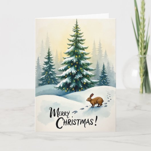 Lapin de l'arbre de Noël Carte de Neige (Devant)