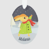 Lapin de Noël attrapant des flocons de neige (dos)