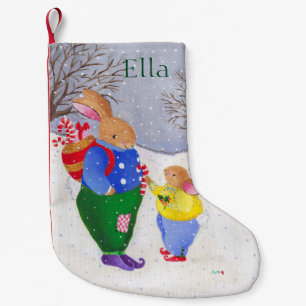 Lapin de Noël avec la chaussette de panier