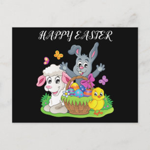 lapin de Pâques, agneau et carte postale de poussi