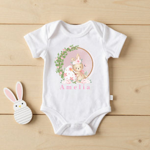 Lapin de Pâques au jardin body personnalisé pour b