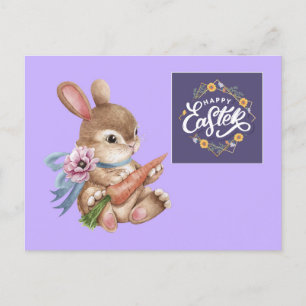 Lapin de Pâques avec carte postale Carotte