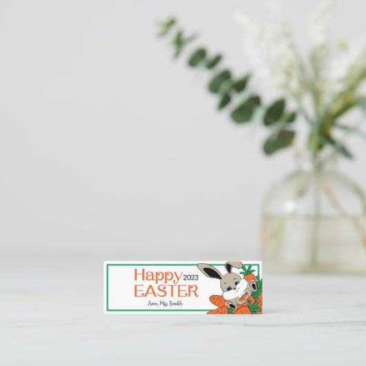 Lapin de Pâques avec étiquette Carottes (1x3 pouce (Debout devant)