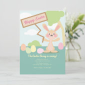 Lapin De Pâques Avec Invitation À Signer (Debout devant)