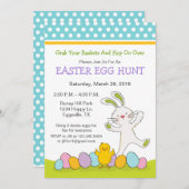 Lapin de Pâques avec invitation de chasse aux œufs (Devant / Derrière)