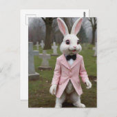 Lapin de Pâques bizarre dans une carte postale de (Devant / Derrière)
