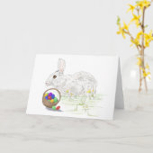 lapin de Pâques carte de vœux pliée (Fleur jaune)