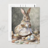 Lapin de Pâques Carte Postale Vintage (Devant / Derrière)