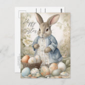 Lapin de Pâques Carte Postale Vintage (Devant / Derrière)