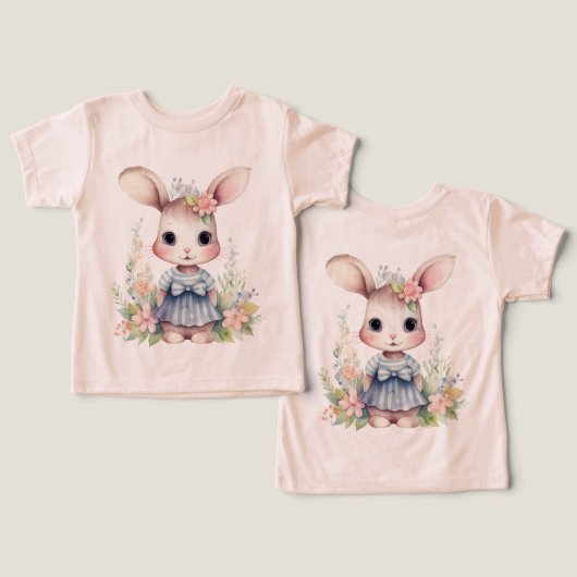 Lapin De Pâques Dans Une Robe Bleue (Design Recto & Verso)