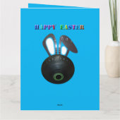 Lapin de Pâques de bowling sur gazon, carte de vœu (Dos)
