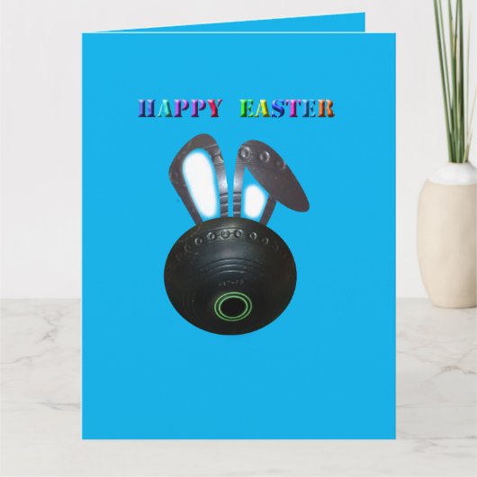 Lapin de Pâques de bowling sur gazon, carte de vœu (Devant)