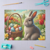 Lapin de Pâques découpé en papier de soie (Artisanat)