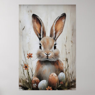 lapin de Pâques en impression de fleurs, Pâques ru