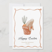 Lapin de Pâques en Pot Fleur Carte de voeux (Devant)