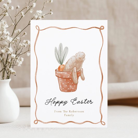 Lapin de Pâques en Pot Fleur Carte de voeux
