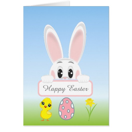 Lapin de Pâques et Oeuf de Pâques sur bleu clair (Devant)