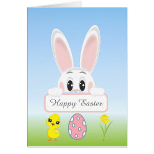 Lapin de Pâques et œuf de Pâques sur fond bleu cla