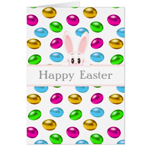 Lapin de Pâques et Oeufs colorés sur blanc (Devant)