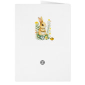 Lapin de Pâques, Fleurs & Œuf Doré sur Fond Bleu C (Dos)