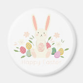 Lapin de Pâques Floral Simple | Magnet (Devant)