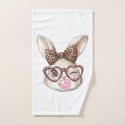 Lapin de Pâques Lunettes Mignonnes Léopard Lapin d (Serviette à main)