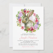 Lapin de Pâques mignon Invitation Baby Shower Fleu (Devant)