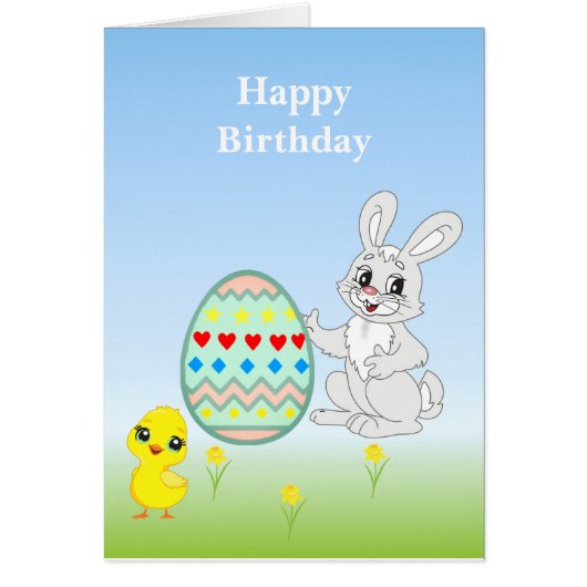 Lapin de Pâques multicolore et carte d'anniversair (Devant)