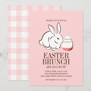 Lapin de Pâques rose et Invitation de Brunch et de