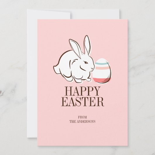 Lapin de Pâques rose et oeuf Bonne carte de Pâques (Devant)