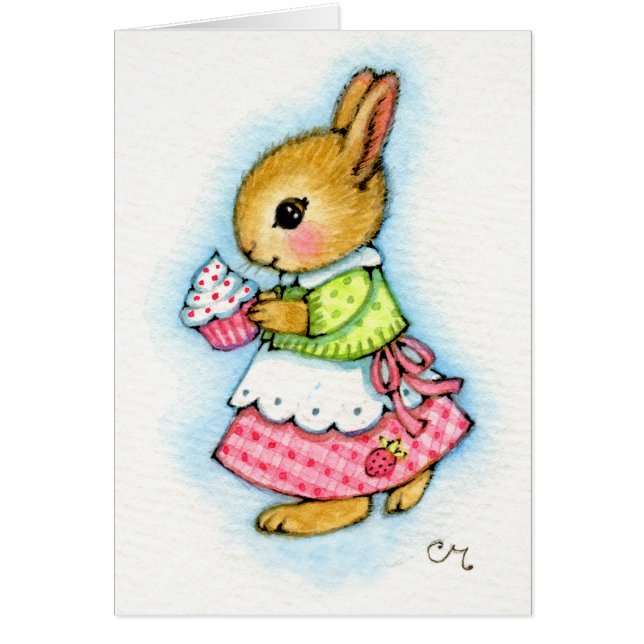 Lapin de petit gâteau - carte mignonne de lapin (Devant)
