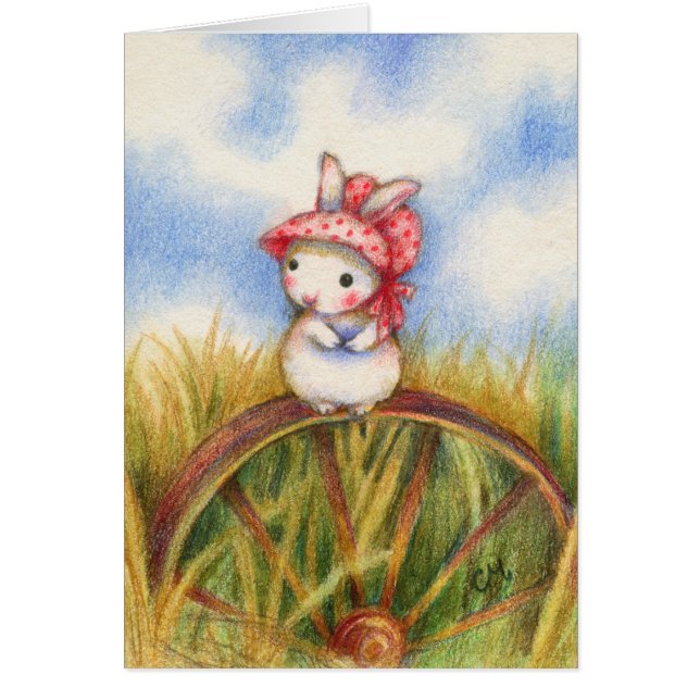 Lapin de prairie - carte animale mignonne d'art (Devant)