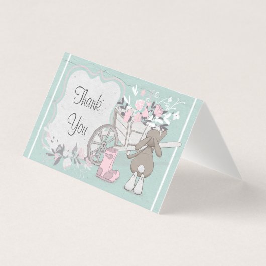 lapin de printemps turquoise floral plié merci (Front)