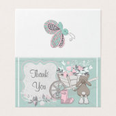 lapin de printemps turquoise floral plié merci (Outside Unfolded)