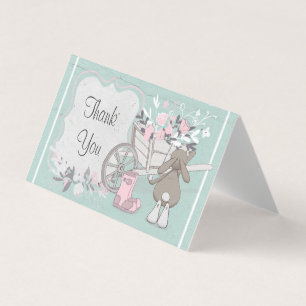 lapin de printemps turquoise floral plié merci