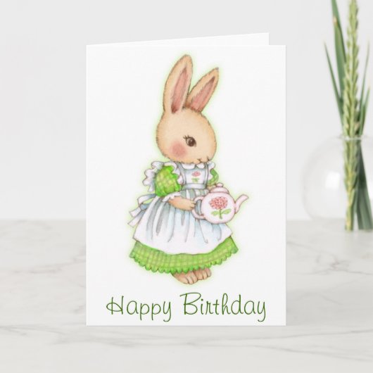 Lapin de thé - carte d'anniversaire mignonne de (Devant)