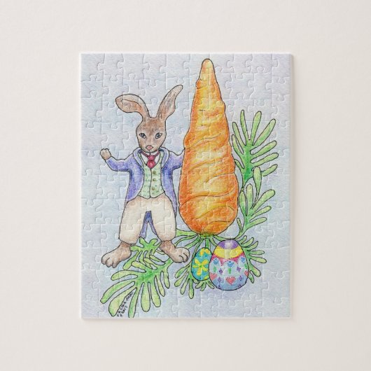 Lapin d'Oliver avec le puzzle de carotte (Vertical)