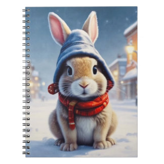 Lapin douillet dans le carnet de neige